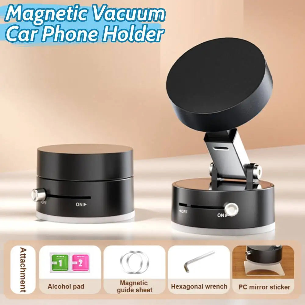Magnetic Vacuum Car Phone Holder β Foldable & Secure Suction Cup Stand