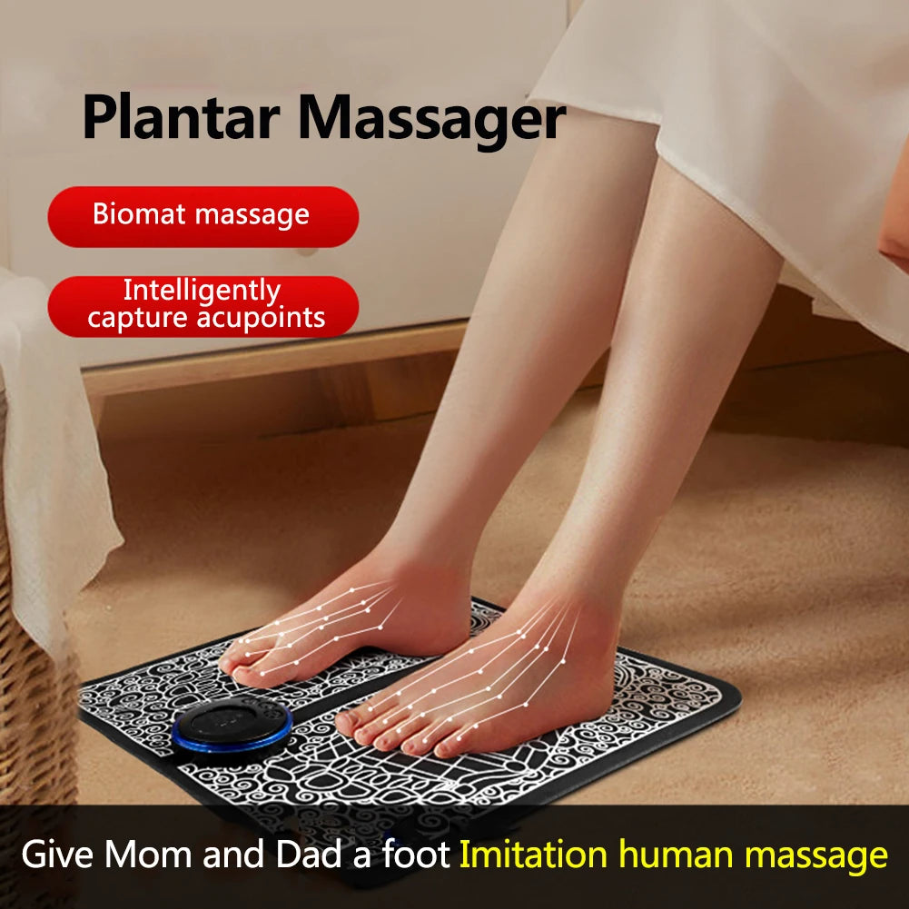 Electric EMS Foot Massager Pad – USB Rechargeable Muscle Stimulator for Relaxation & Pain Relief