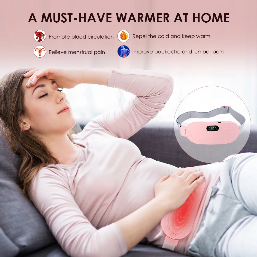 Electric Menstrual Cramp Massager – Vibrating & Heating Belt for Period Pain Relief