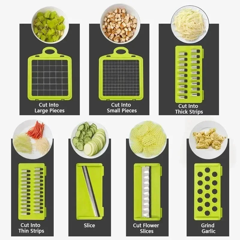 14/16-in-1 Multifunctional Vegetable Chopper – Slicer, Dicer & Grater for Effortless Food Prep