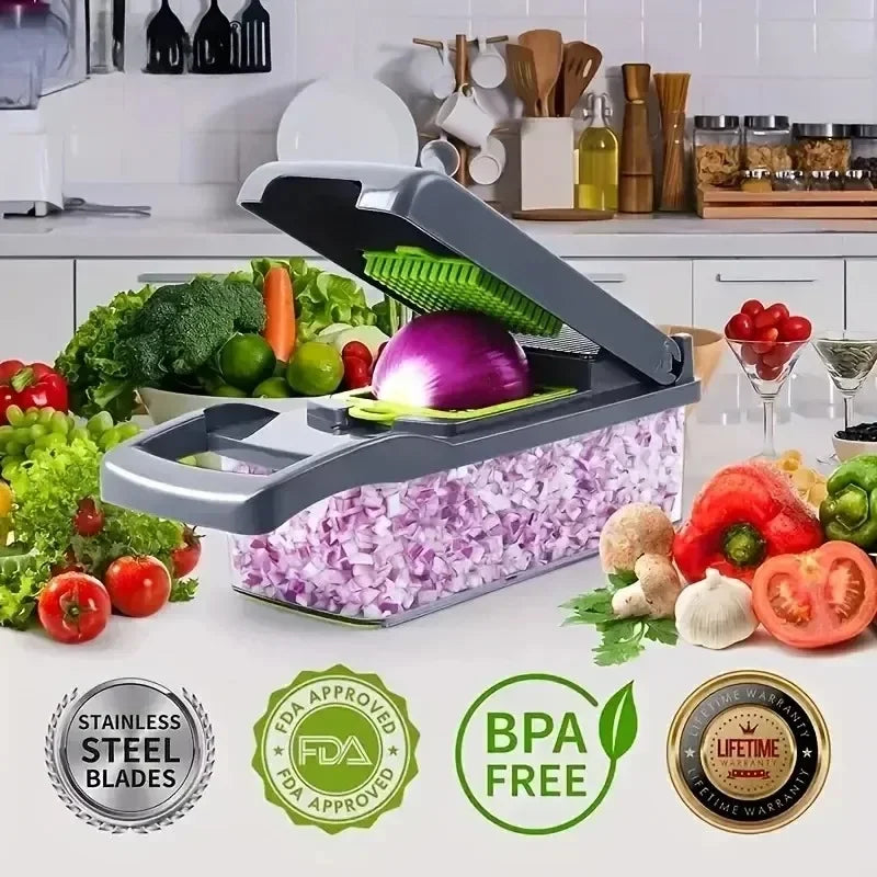 14/16-in-1 Multifunctional Vegetable Chopper – Slicer, Dicer & Grater for Effortless Food Prep
