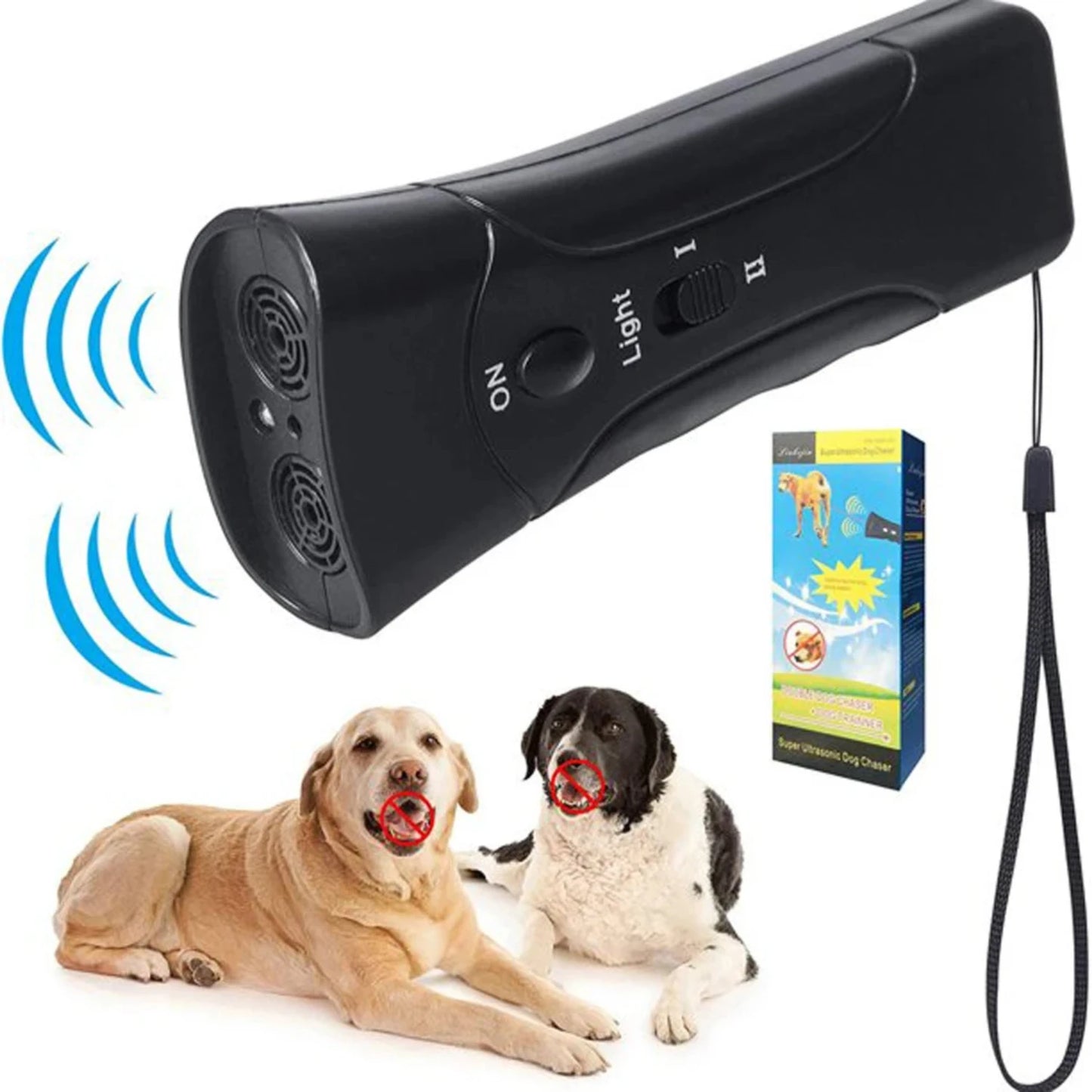 Pet Anti-Bark Ultrasonic Training Device – Gentle Dog Repellent & Behavior Control with LED Flashlight