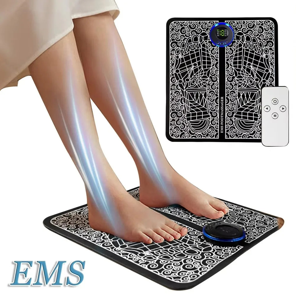 Electric EMS Foot Massager Pad – USB Rechargeable Muscle Stimulator for Relaxation & Pain Relief