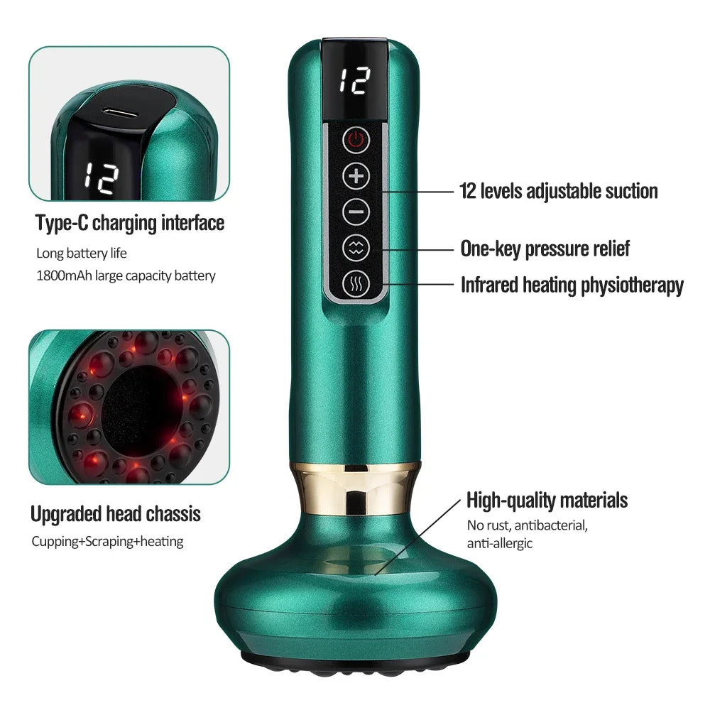 Rechargeable Electric Cupping Therapy Device – 12/6 Level Suction & Massage for Pain Relief & Muscle Recovery