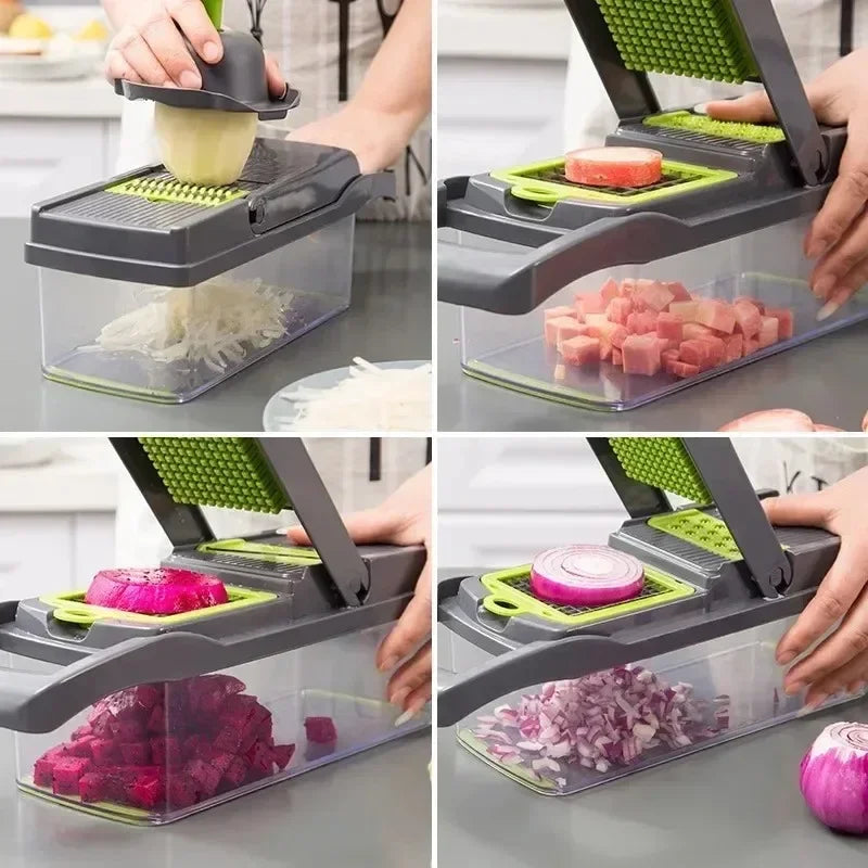 14/16-in-1 Multifunctional Vegetable Chopper – Slicer, Dicer & Grater for Effortless Food Prep