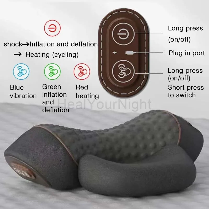 Electric Heated Neck Massage Pillow – Vibration & Cervical Support for Relaxation & Pain Relief
