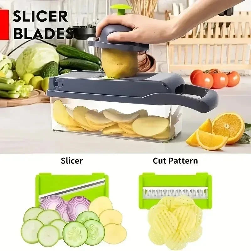 14/16-in-1 Multifunctional Vegetable Chopper – Slicer, Dicer & Grater for Effortless Food Prep