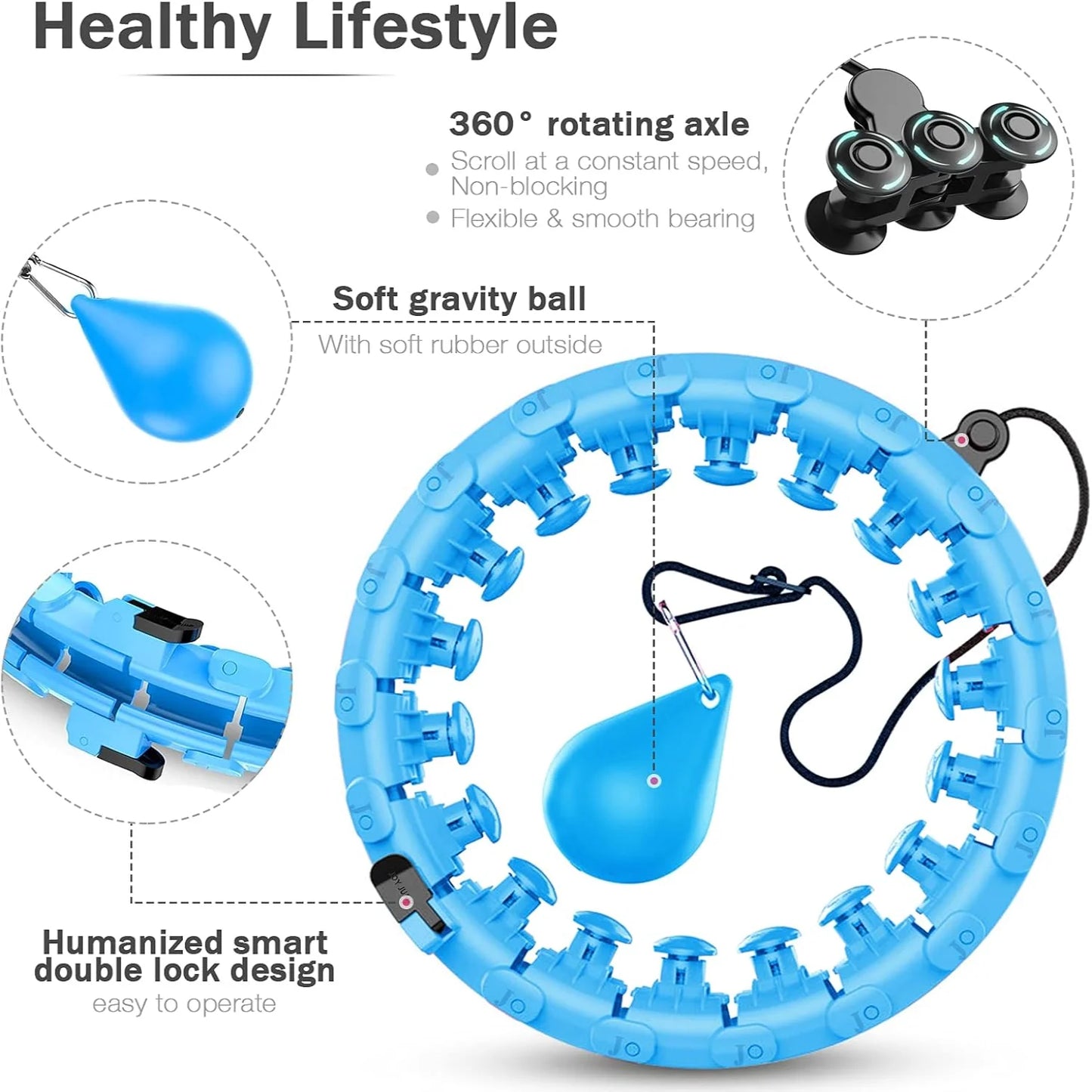 AZ Smart Weighted Fitness Hoop – 2-in-1 Abdomen Massage & Spinning Exercise Hoop | Adjustable, Non-Fall Design (24 Detachable Sections)