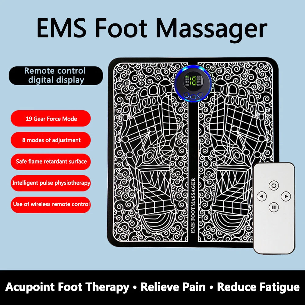 Electric EMS Foot Massager Pad – USB Rechargeable Muscle Stimulator for Relaxation & Pain Relief