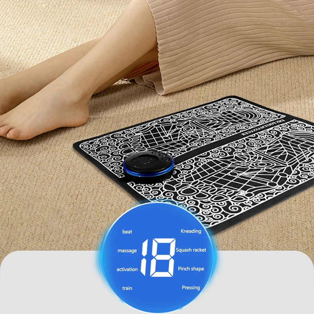 Electric EMS Foot Massager Pad – USB Rechargeable Muscle Stimulator for Relaxation & Pain Relief