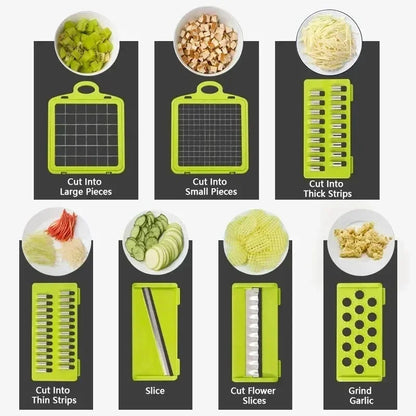 14/16-in-1 Multifunctional Vegetable Chopper – Slicer, Dicer & Grater for Effortless Food Prep