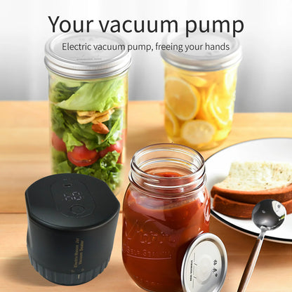 Cordless Electric Mason Jar Vacuum Sealer – Preserves Food Freshness for Wide & Regular Mouth Jars