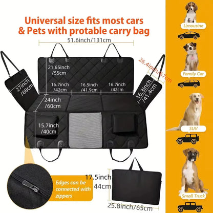 lUltimate Waterproof Dog Seat Cover – Scratch-Proof Hammock with Mesh Window & Anti-Slip Design