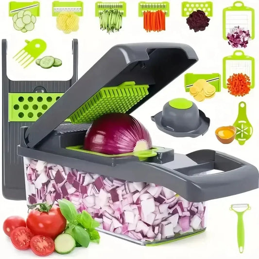 14/16-in-1 Multifunctional Vegetable Chopper – Slicer, Dicer & Grater for Effortless Food Prep