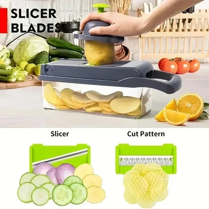 14/16-in-1 Multifunctional Vegetable Chopper – Slicer, Dicer & Grater for Effortless Food Prep
