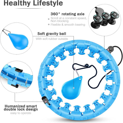 AZ Smart Weighted Fitness Hoop – 2-in-1 Abdomen Massage & Spinning Exercise Hoop | Adjustable, Non-Fall Design (24 Detachable Sections)