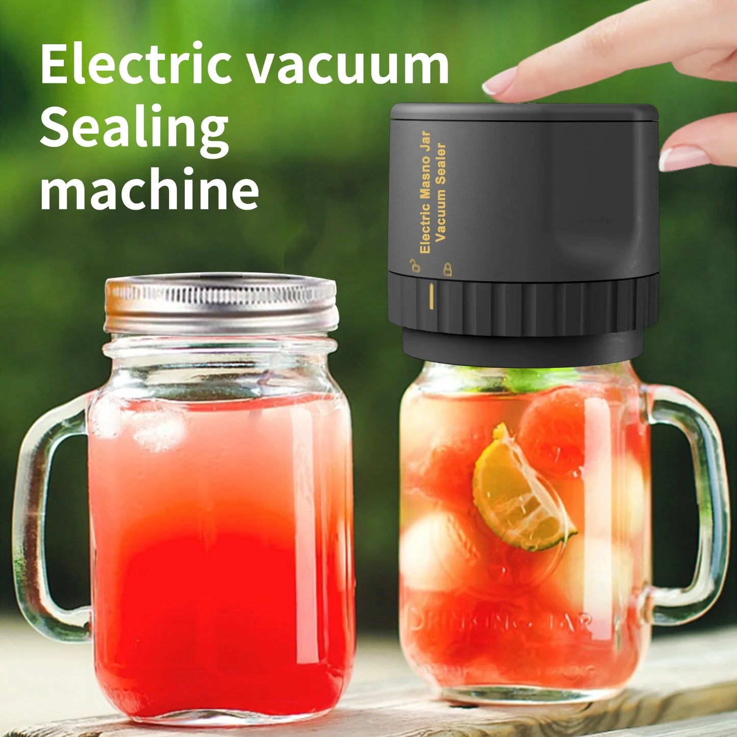 Cordless Electric Mason Jar Vacuum Sealer – Preserves Food Freshness for Wide & Regular Mouth Jars
